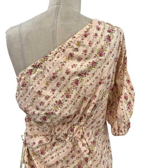 Petersyn Abigail One Shoulder Blouse Top Floral Print Pink Size Medium - Picture 9 of 13